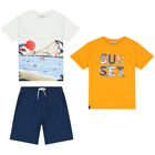 Boys Ivory, Yellow & Navy Shorts Set, 2, hi-res