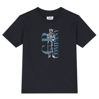 Boys Navy Blue Logo T-Shirt