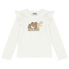 Girls Ivory Teddy Bear Logo Long Sleeve Top, 1, hi-res