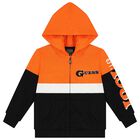 Boys Orange & Black Logo Hooded Zip Up Top, 1, hi-res