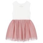 Girls Ivory & Pink Tulle Dress, 1, hi-res