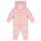 Baby Girls Pink Snowsuit, 1, hi-res