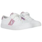 Girls White & Pink Logo Trainers, 1, hi-res