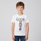 Boys White Teddy Bear Logo T-Shirt, 1, hi-res
