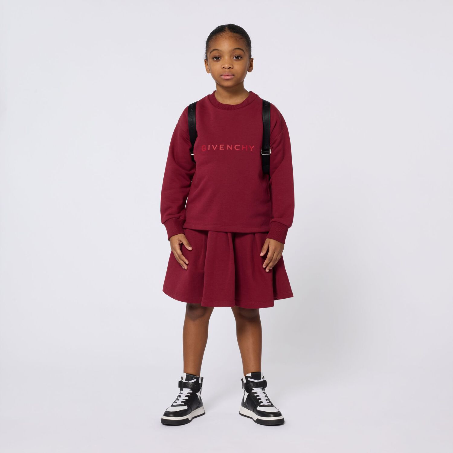 Girls Burgundy Logo Dress, 1, hi-res