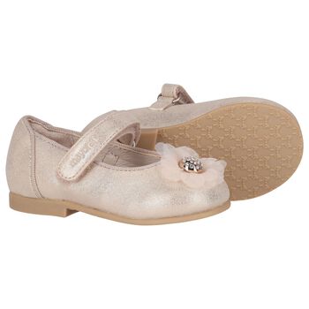 Younger Girls Rose Gold Flower Shoes