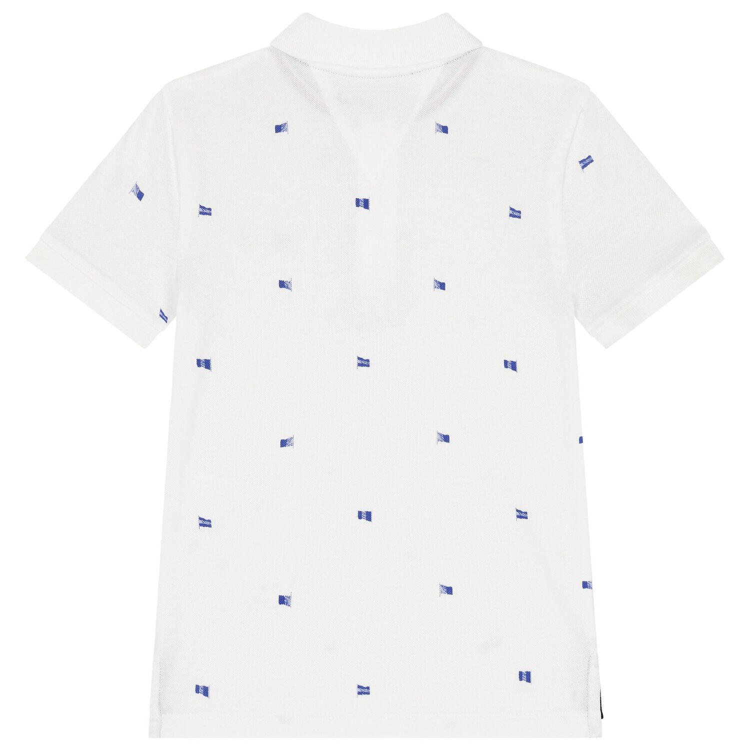 Boys White Logo Flag Polo Shirt, 1, hi-res