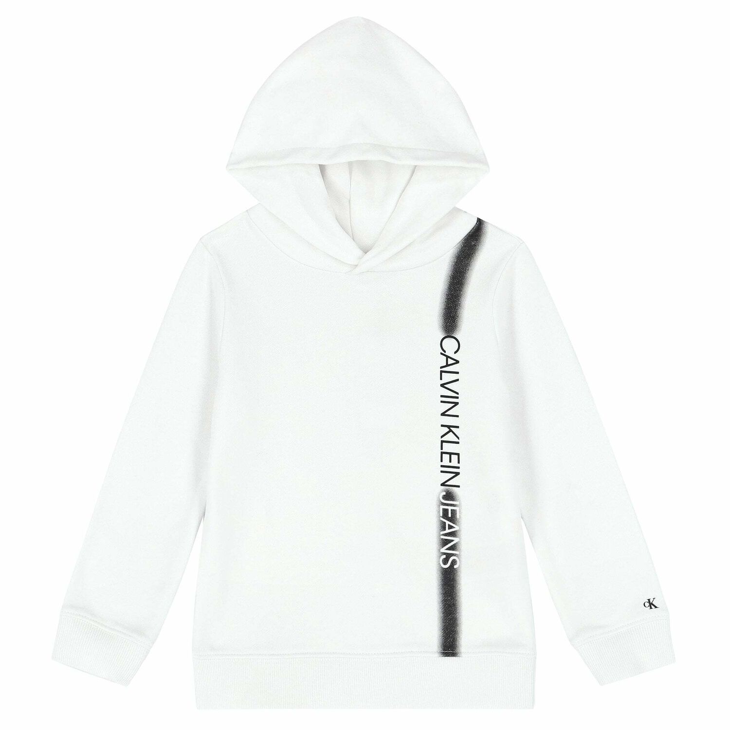 Boys White Logo Hooded Top, 1, hi-res
