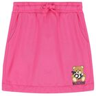 Girls Pink Teddy Bear Logo Skirt, 1, hi-res