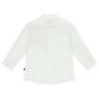 Younger Boys White & Navy Logo Shirt, 2, hi-res