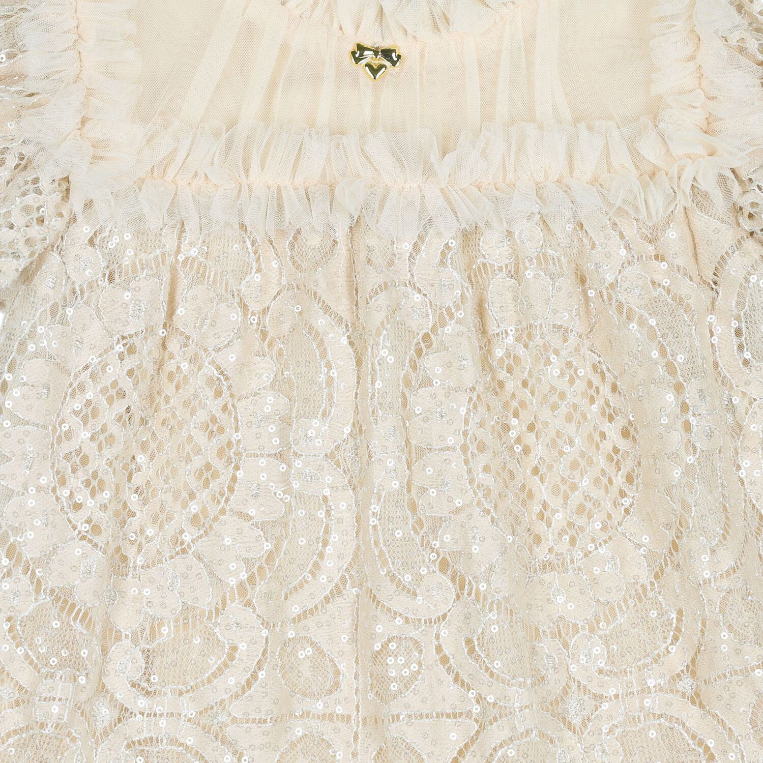 Baby Girls Beige Lace Sequin Gemma Dress, 1, hi-res