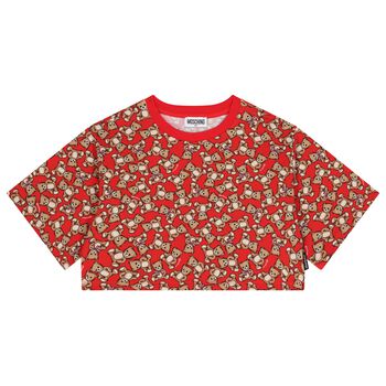 Girls Red Teddy Bear Logo T-Shirt