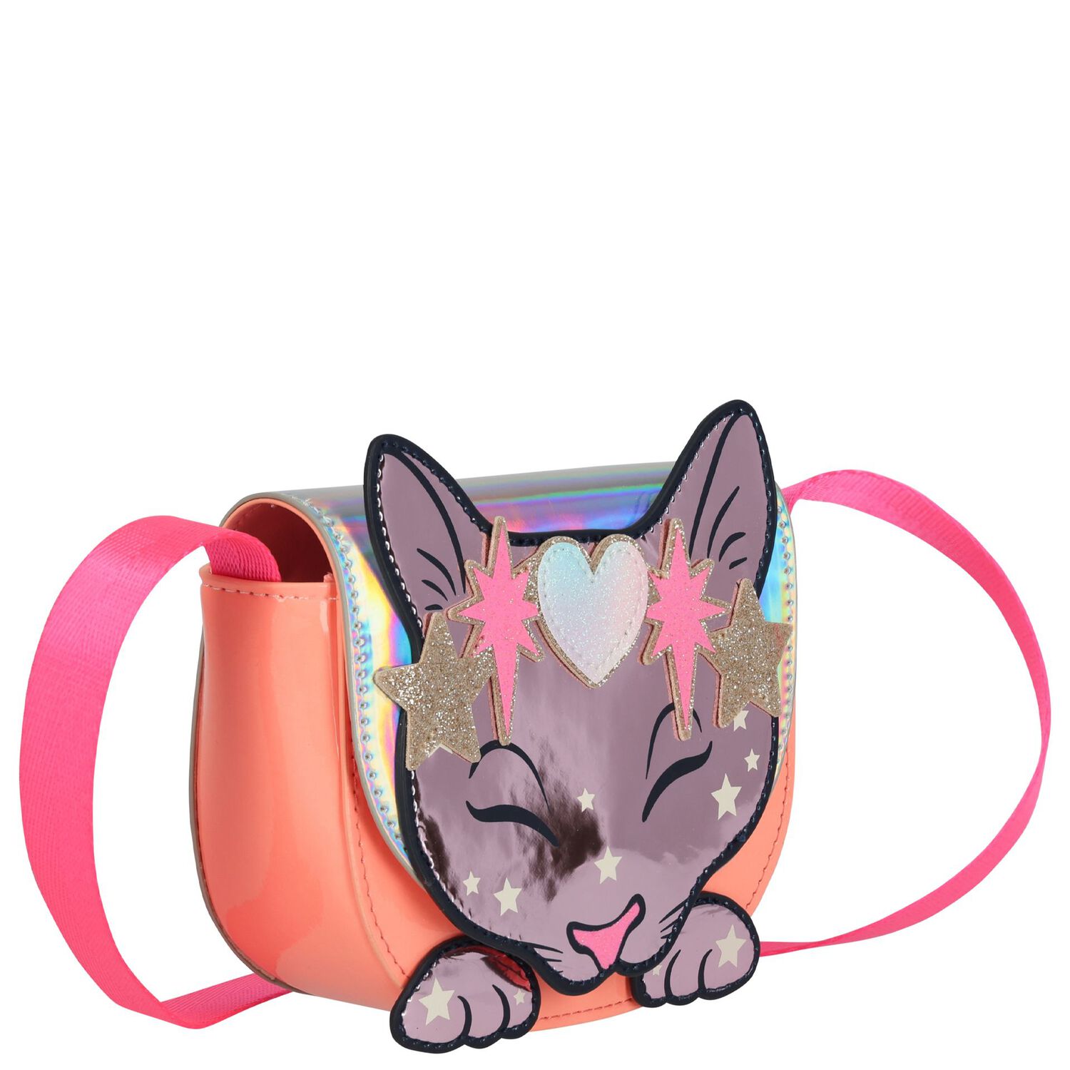 Girls Pink & Orange Cat Bag , 1, hi-res