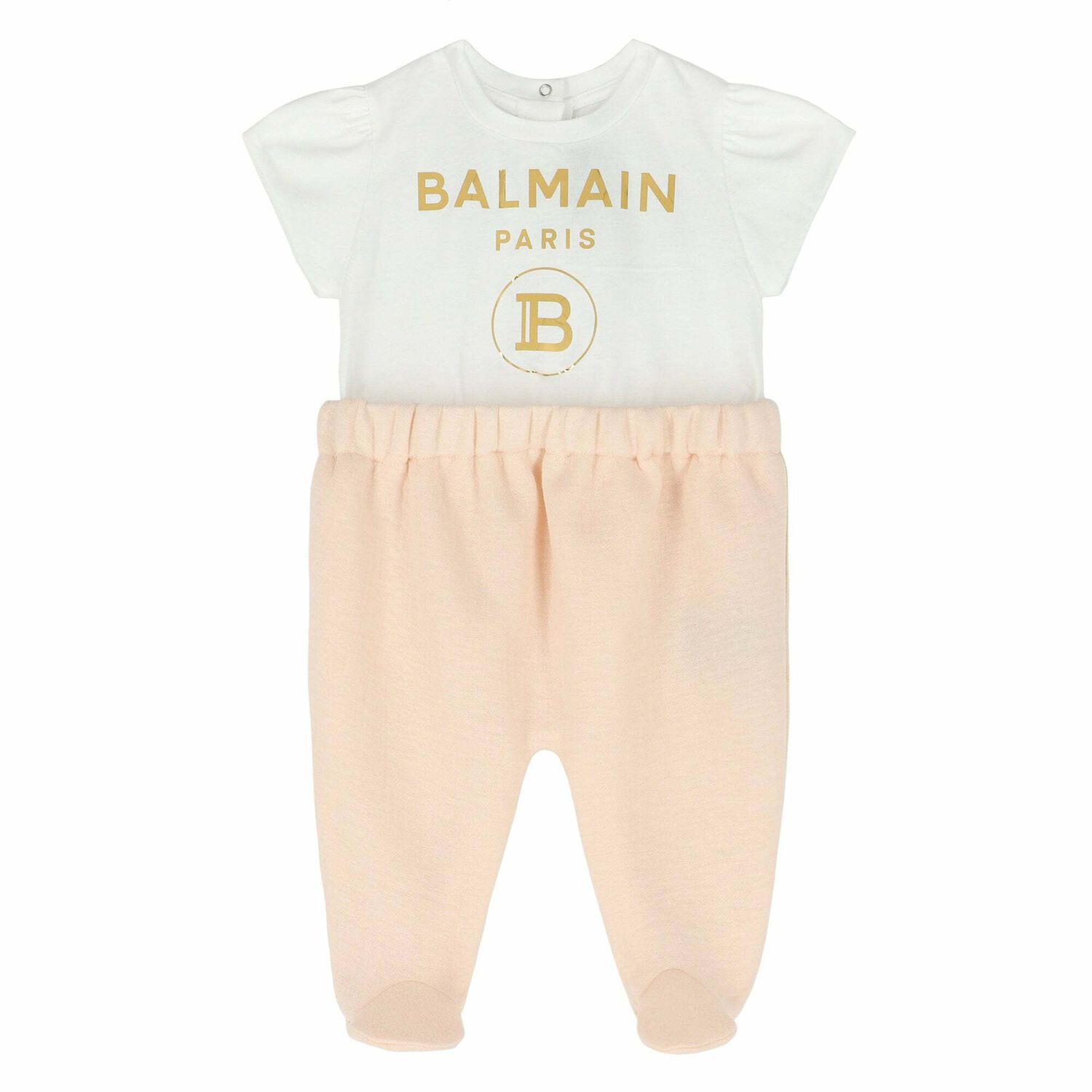 Baby Girls White & Pink Babygrow, 1, hi-res