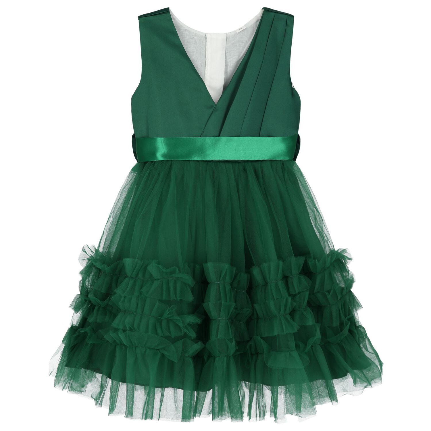 Girls Green Ruffle Tulle Dress, 2, hi-res image number null