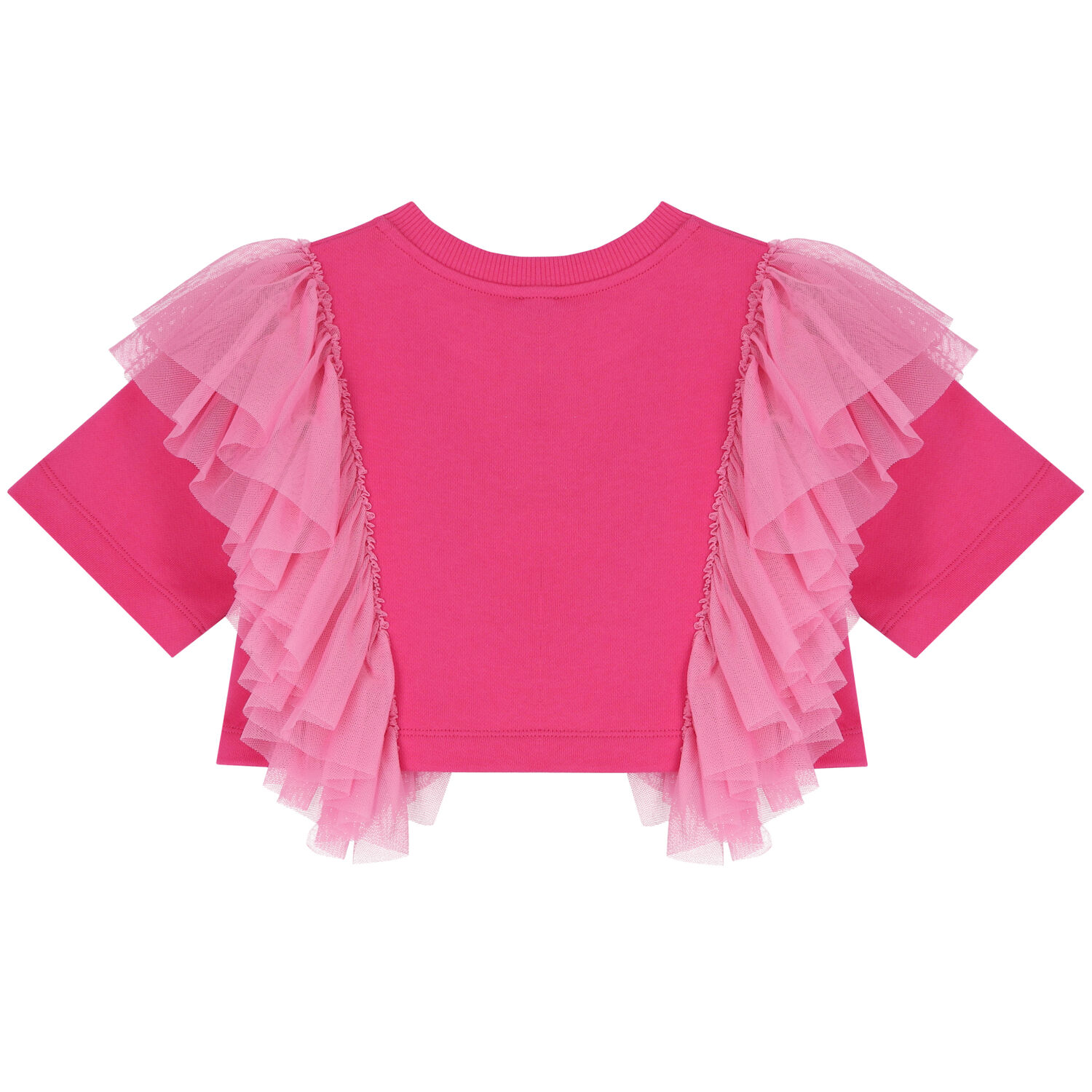 Girls Pink Logo Ruffled Top, 1, hi-res