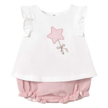 Baby Girls White & Pink Shorts Set