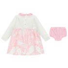 Baby Girls Ivory & Pink Geo Map Dress Set, 1, hi-res