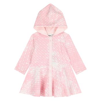 Younger Girls Pink & White Logo Hooded Dress