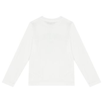 Boys White Logo Long Sleeve Top