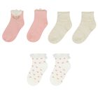 Younger Girls Pink & Ivory Socks ( 3-Pack ), 1, hi-res