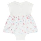 Baby Girls White Floral Bodysuit Dress, 1, hi-res