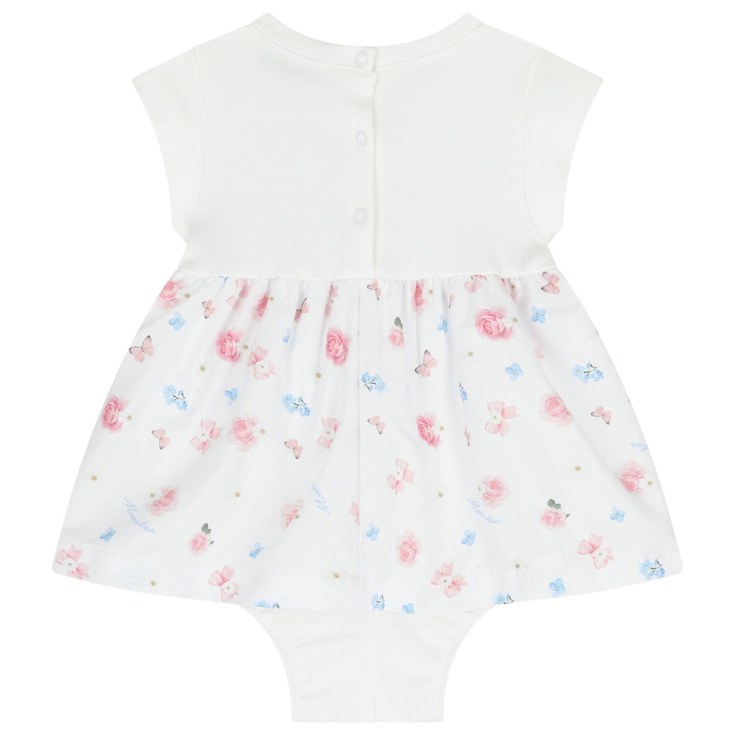 Baby Girls White Floral Bodysuit Dress, 1, hi-res