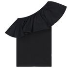 Girls Black One Shoulder Top, 3, hi-res