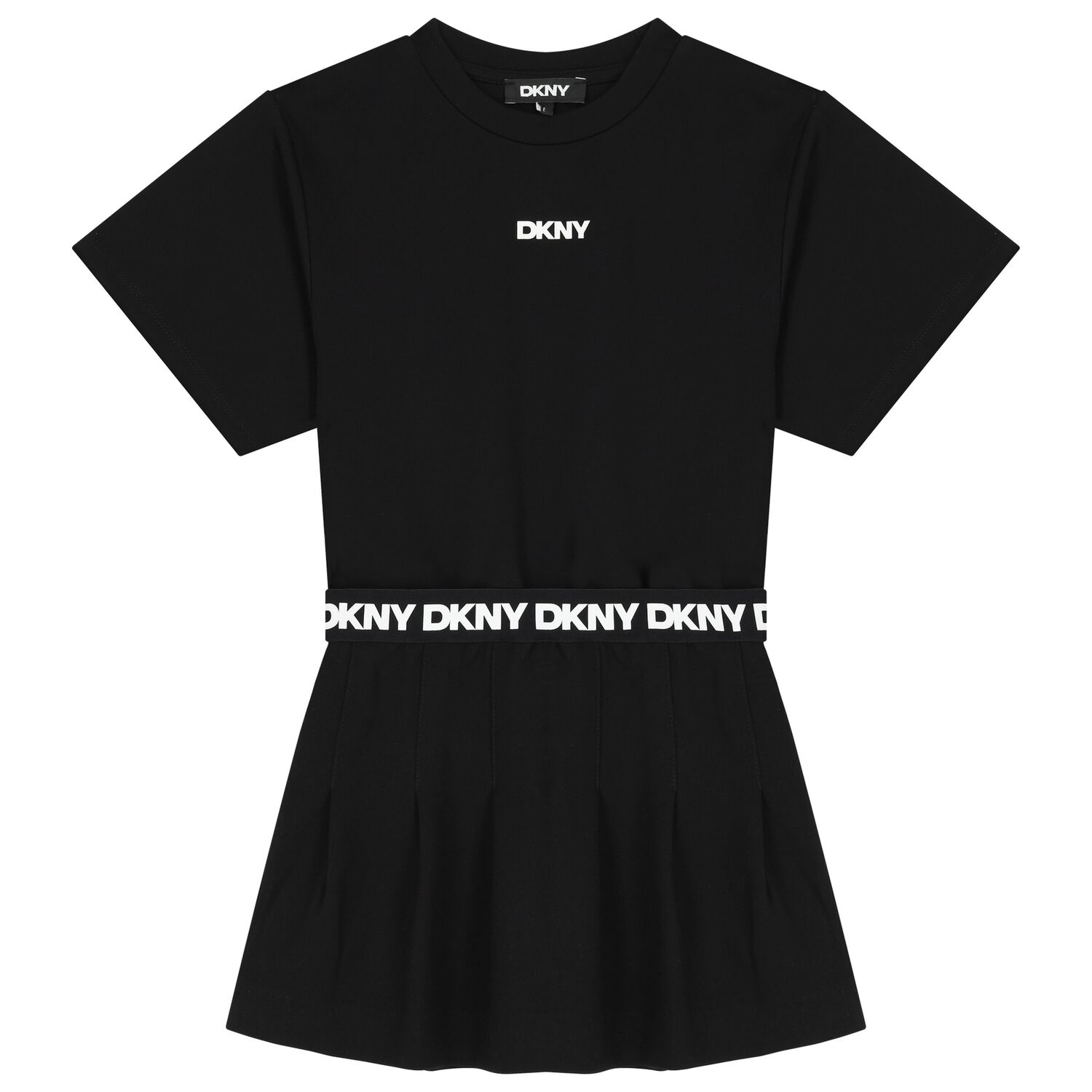 Girls Black & White Logo Dress, 1, hi-res