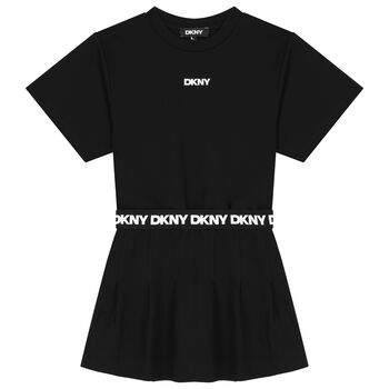 Girls Black & White Logo Dress