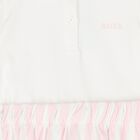 Younger Girls White & Pink Striped Polo Dress, 1, hi-res