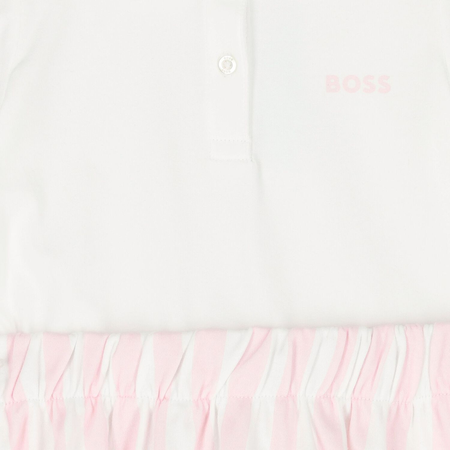 Younger Girls White & Pink Striped Polo Dress, 1, hi-res