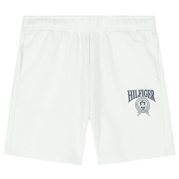 Boys White Varsity Logo Shorts