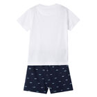 Boys White & Navy Boat Shorts Set, 3, hi-res