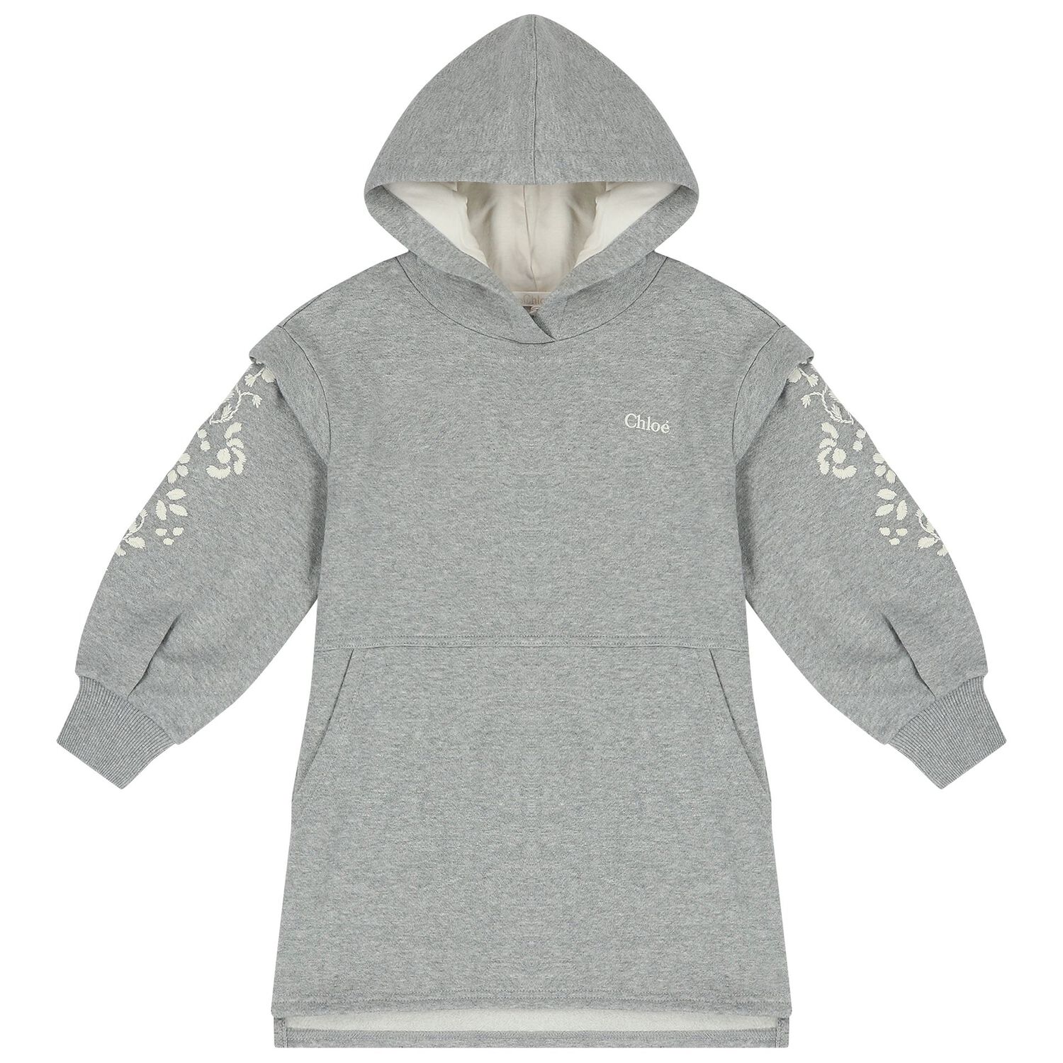 Girls Grey Logo Hooded Dress, 1, hi-res image number null