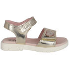 Girls Gold Heart Sandals, 1, hi-res
