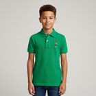 Boys Green Polo Bear Polo Shirt, 1, hi-res