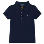 Girls Navy Logo Polo Shirt, 1, hi-res