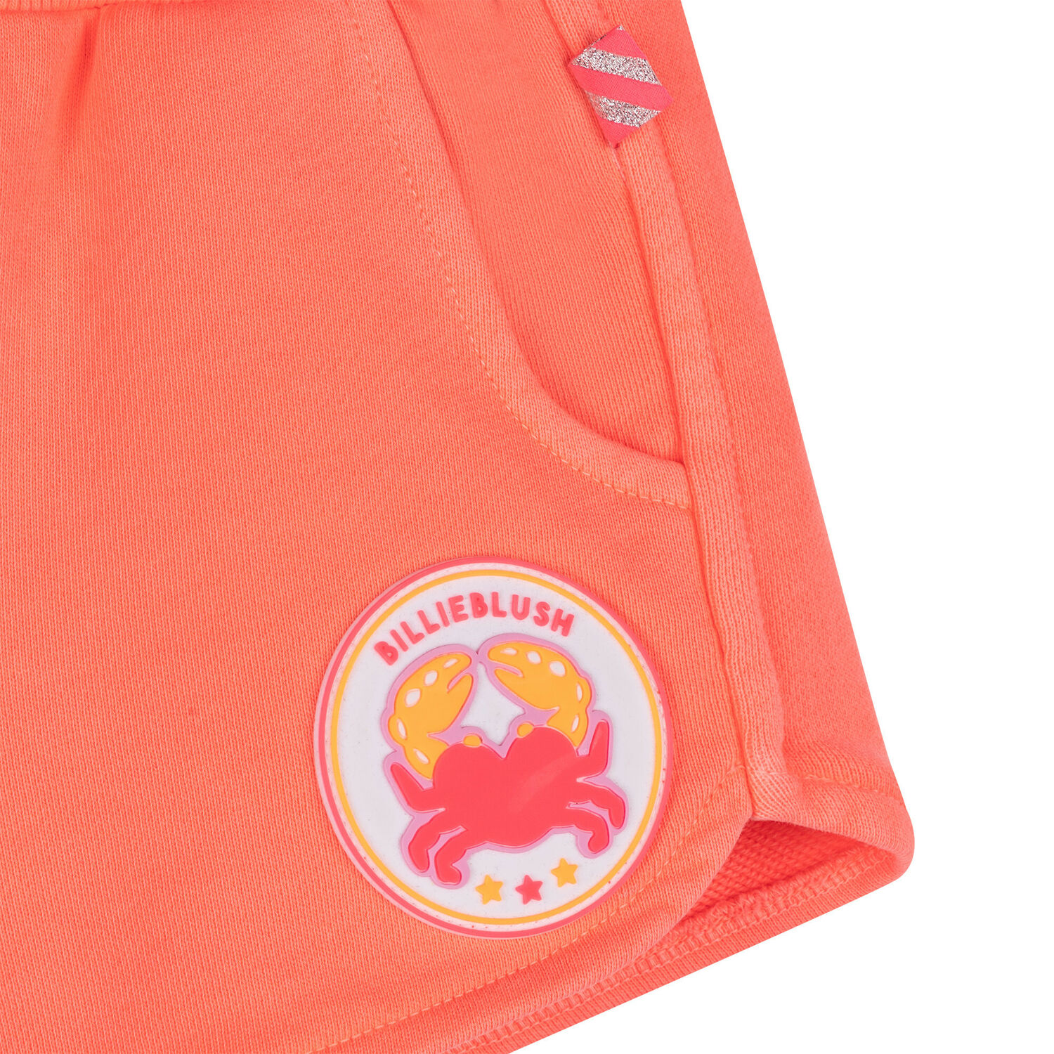 Girls Coral Pink Sequin Logo Shorts, 1, hi-res