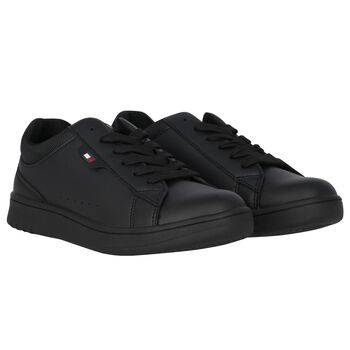 Boys Black Logo Trainers