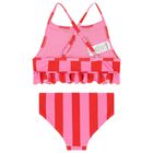 Girls Pink & Red Striped Bikini, 1, hi-res