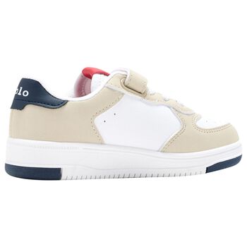 Boys White & Beige Logo Trainers