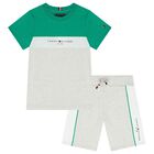 Boys Green & Grey Logo Shorts Set, 2, hi-res