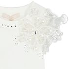 Girls White Sequin Flower Blouse, 1, hi-res
