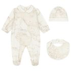 Ivory & Beige Geo Map Babygrow Gift Set, 4, hi-res