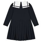 Girls Navy Blue Bow Dress, 1, hi-res