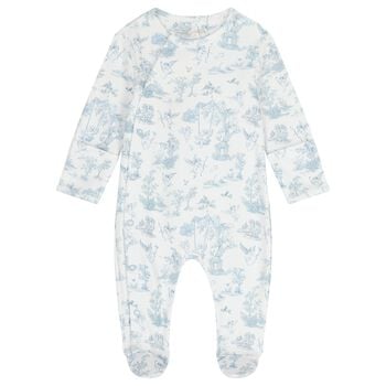 Baby Boys White & Blue Babygrow