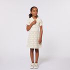 Girls Ivory & Gold Logo Knitted Polo Dress, 1, hi-res