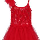 Girls Red Sequin Tulle Dress, 1, hi-res