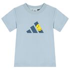 Boys Blue Logo Smiley Shorts Set, 1, hi-res
